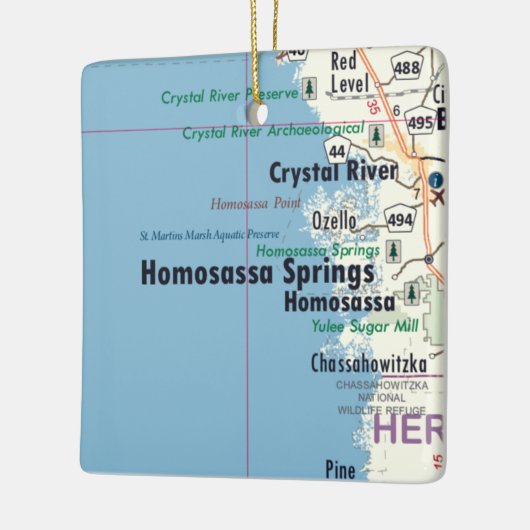 Homosassa Springs Florida Map Keramisch Ornament (Links)