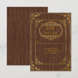 Homoseksueel koppel bruine loods houten en gouden  RSVP kaartje