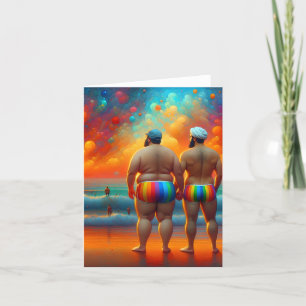 homoseksueel lgbtq een dag op het strand liefde is bedankkaart