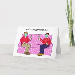 Homoseksueel mannelijk valentijnskoppel met mondka kaart