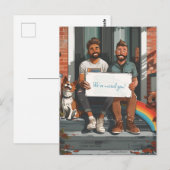 Homoseksueel paar en huisdier hond briefkaart (Voorkant / Achterkant)