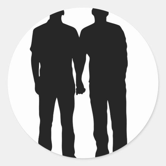 Homoseksueel paar silhouet ronde sticker (Voorkant)