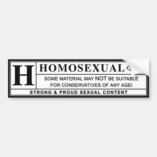 Homoseksueel waarschuwingslabel. bumpersticker (Voorkant)