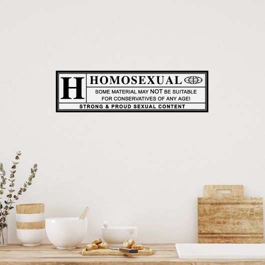 Homoseksueel waarschuwingslabel. poster (Keuken)