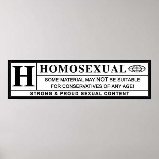 Homoseksueel waarschuwingslabel. poster (Voorkant)