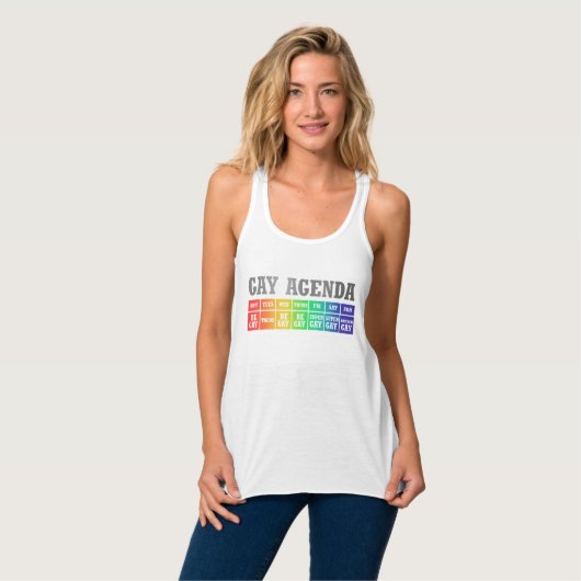 homoseksuele agenda | Rainbow Ombre Grappige Gay P Tanktop (Volledige Voorkant)