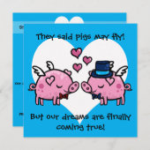 Homoseksuele bruidegom varkens mogen trouwuitnodig kaart (Voorkant / Achterkant)