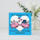 Homoseksuele bruidegom varkens mogen trouwuitnodig kaart (Staand voorkant)