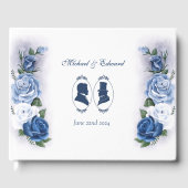 Homoseksuele bruidegoms Regency blauwe rozen Gastenboek (Voorkant)