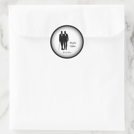 Homoseksuele bruidegoms ronde sticker (Tas)