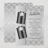 Homoseksuele Elegante Zilveren Trouw Uitnodiging (Voorkant / Achterkant)