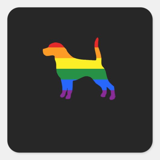 Homoseksuele hond Beagle Rainbow Gay Pride Vlag Vierkante Sticker (Voorkant)