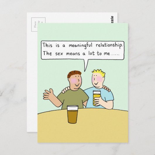 Homoseksuele man paar Cartoon Humor Briefkaart (Voorkant / Achterkant)