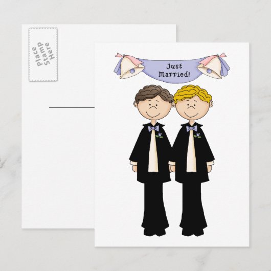 homoseksuele man trouwt gewoon met huwelijk aankondigingskaart (Voorkant / Achterkant)