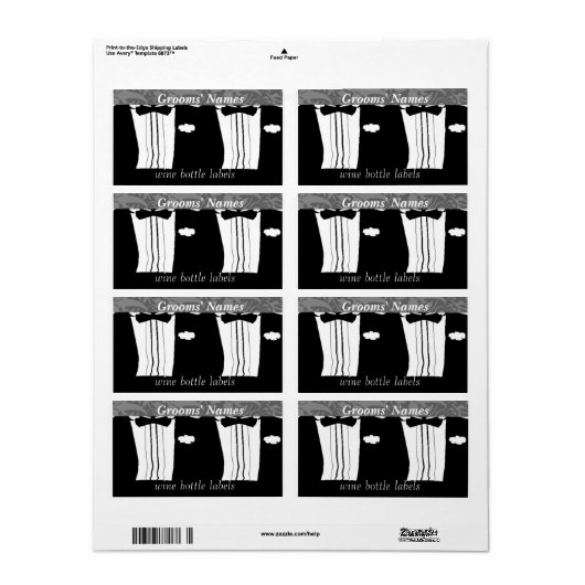 Homoseksuele Mannen Bruiloft Receptie wijnfles lab Etiket (Full Sheet)