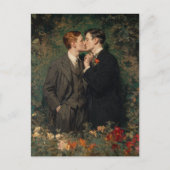 Homoseksuele Mannen kussen in de tuin Briefkaart (Voorkant)