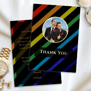 Homoseksuele mannen trouwen elegante regenboog dan folie feestdagenkaart