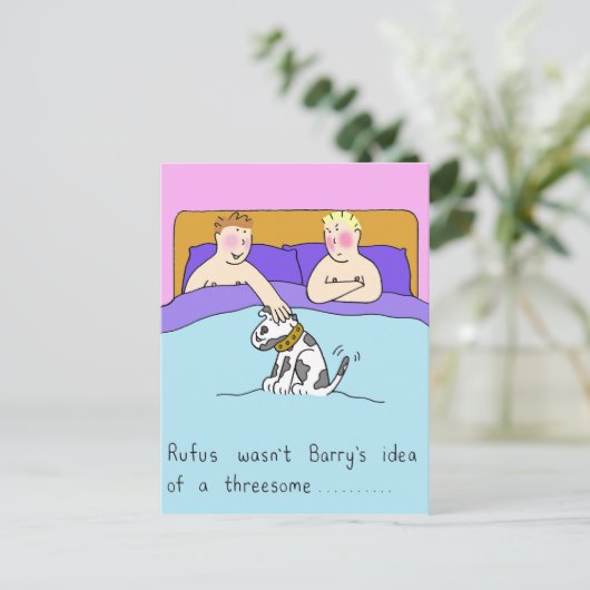 Homoseksuele trio Cartoon humor Briefkaart (Staand voorkant)