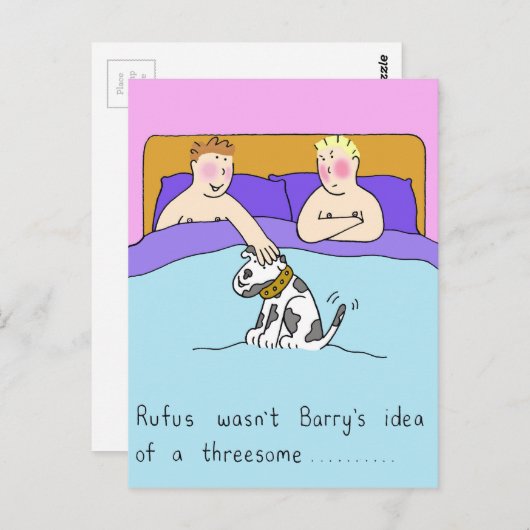 Homoseksuele trio Cartoon humor Briefkaart (Voorkant / Achterkant)