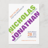 Homoseksuele typografie Save the Date Briefkaart (Voorkant)