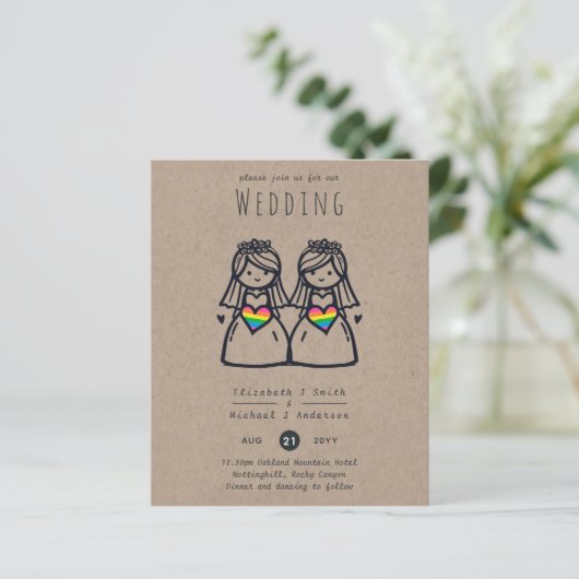 Homoseksuele Vrouwen Huwelijk Cartoon Bruidegoms P (Staand voorkant)