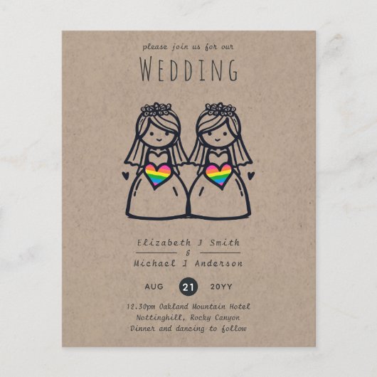 Homoseksuele Vrouwen Huwelijk Cartoon Bruidegoms P (Voorkant)