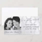 Homoseksuele zilveren damasten trouwfoto save the  save the date (Voorkant / Achterkant)