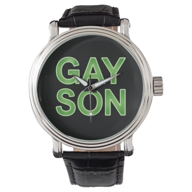 Homosexuele Zoon Grappig LGBTQ Pride Horloge (Voorkant)