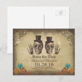 Homostel - Gotische skeletten Save the Date Aankondigingskaart (Voorkant / Achterkant)