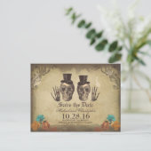 Homostel - Gotische skeletten Save the Date Aankondigingskaart (Staand voorkant)