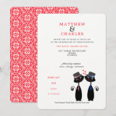 Homostel LGBTQ bruiloft Schattigee zwarte katten Kaart (Voorkant / Achterkant)