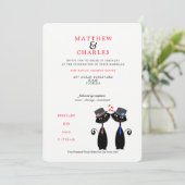 Homostel LGBTQ bruiloft Schattigee zwarte katten Kaart (Staand voorkant)