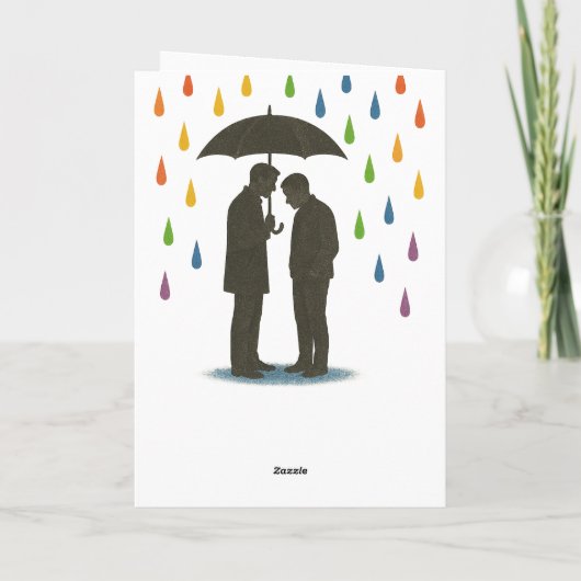 Homostel onder paraplu Rainy Pride Jubileum Kaart (Achterkant)