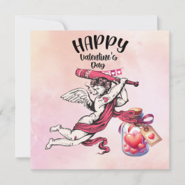 Honbal voor Valentijnsdag met harten Feestdagenkaart