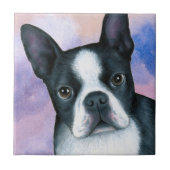 hond 128 color Boston Terrier Tegeltje (Voorkant)