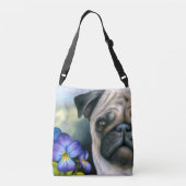 Hond 133 Pug all-over-print cross body tas (Achterkant)
