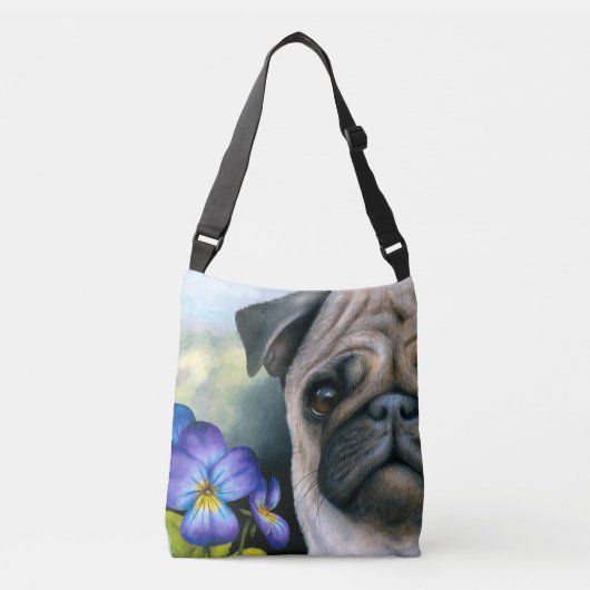 Hond 133 Pug all-over-print cross body tas (Voorkant)