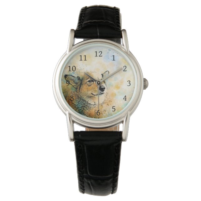 hond 143 Corgi Horloge (Voorkant)