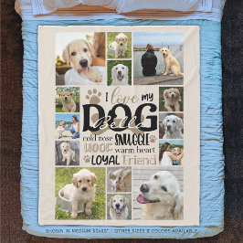 Hond 14 Fotocollage LIEFDE MIJN HOND Naam Fleece Deken