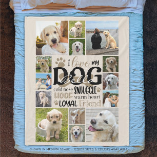Hond 14 Fotocollage LIEFDE MIJN HOND Naam Fleece Deken