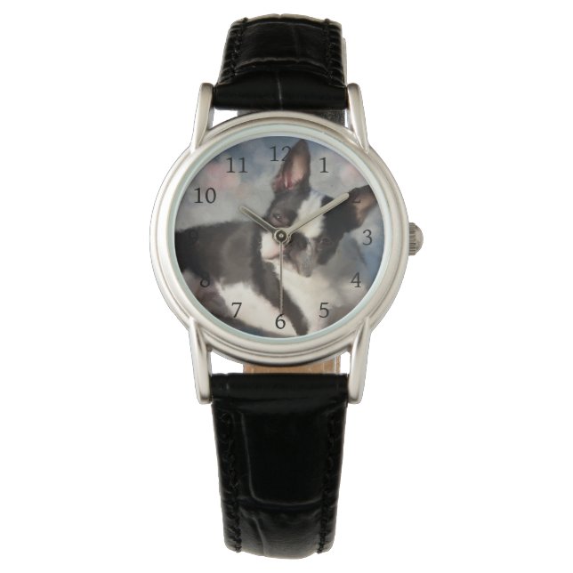 hond 150 Boston Terrier Horloge (Voorkant)