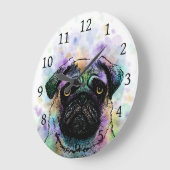 Hond 156 Funny Pug Grote Klok (Hoek)