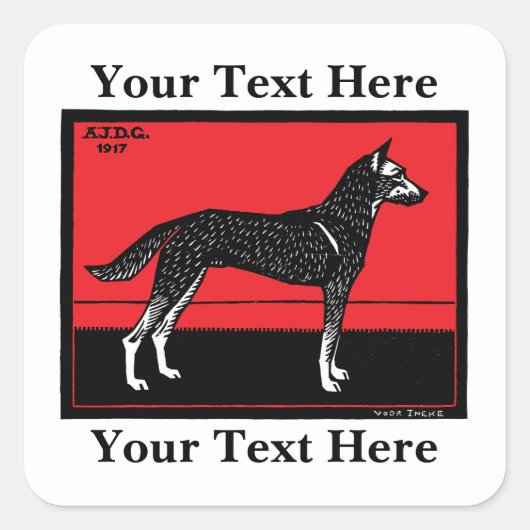 Hond (1917) Julie de Graag Vierkante Sticker (Voorkant)