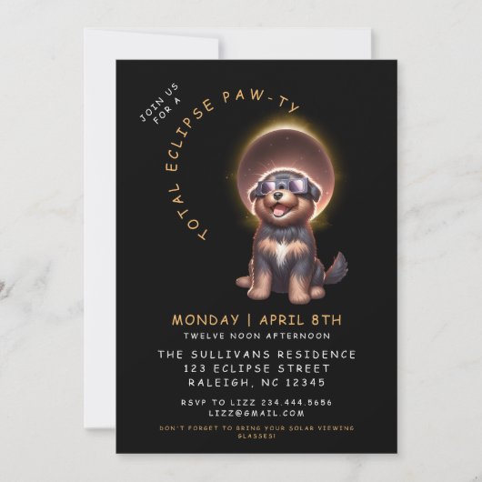 Hond 2024 Totale Zonsverduistering Het Bekijken Pa Kaart (Voorkant)