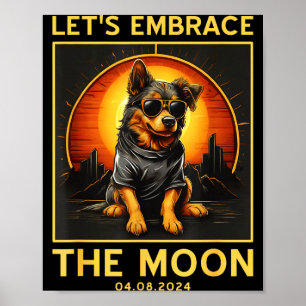Hond 2024 Totale Zonsverduistering Omarm Maan Grap Poster