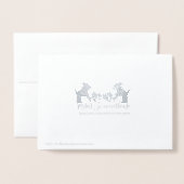 Hond 25e zilveren trouwdag folie kaarten (Met envelop)