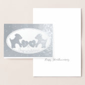 Hond 25e zilveren trouwdag folie kaarten (Display)
