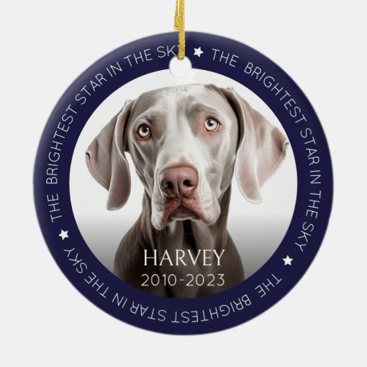 Hond 2 foto Keepsake Pet Memorial Keramisch Ornament (Achterkant)