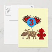 Hond 3e verjaardag Tshirts en geschenken Briefkaart (Voorkant / Achterkant)