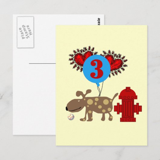 Hond 3e verjaardag Tshirts en geschenken Briefkaart (Voorkant / Achterkant)